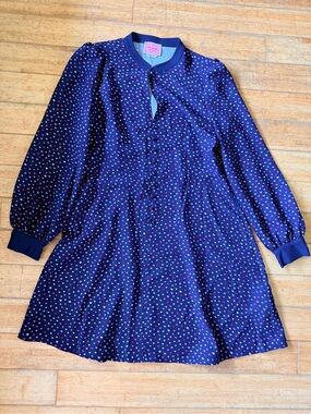 kate spade Navy Midi Dress with Pink Heart Print Accents